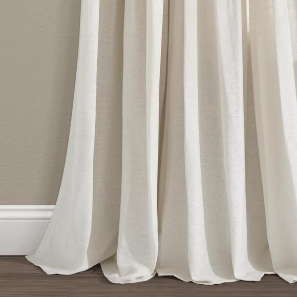 🍀🍀 Lush Decor Linen Button Window Curtain Panel 40" W x 84" L Off White NWT - Picture 3 of 8